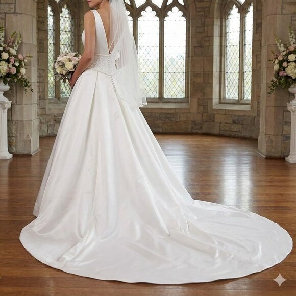 Ilissa Designed by Demetrios White A-Line Empire Waist Wedding Dress - Picture 2 of 10